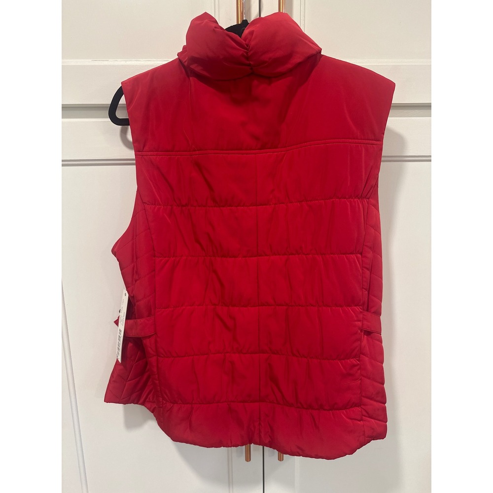 Tribal Poppy Red Quilted Puffer Vest Snap Front Side Buckles XL casual preppy - Picture 5 of 8